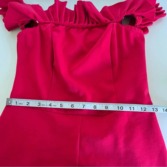 Urban Outfitters Red Off Shoulder Ruffle Romper - Picture 9 of 12